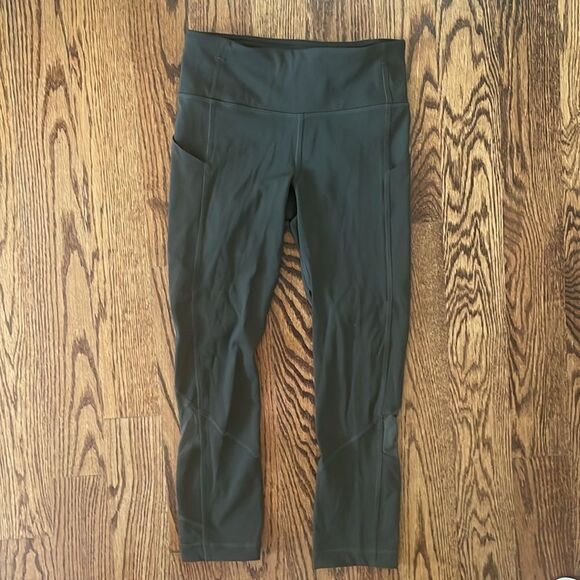 Lululemon Pace Rival Crop Full On Luxtreme Mesh 22" Leggings Size 2 Dark Olive - Picture 5 of 13